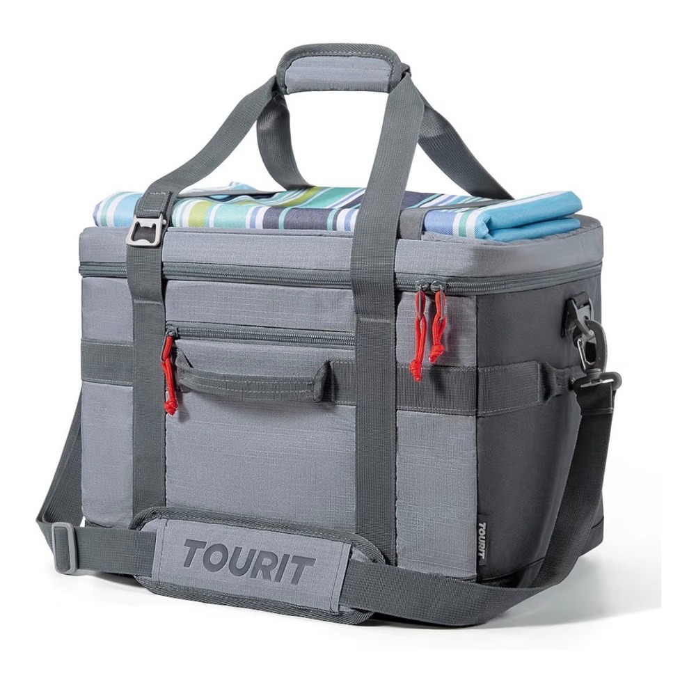 TOURIT 32L Collapsible Soft Cooler Bag 48 Can Insulated Leak-Proof Grey new